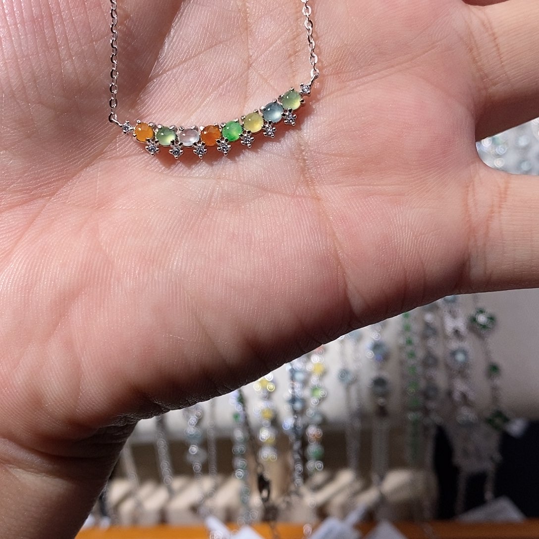 翡翠银S925镶嵌颈饰