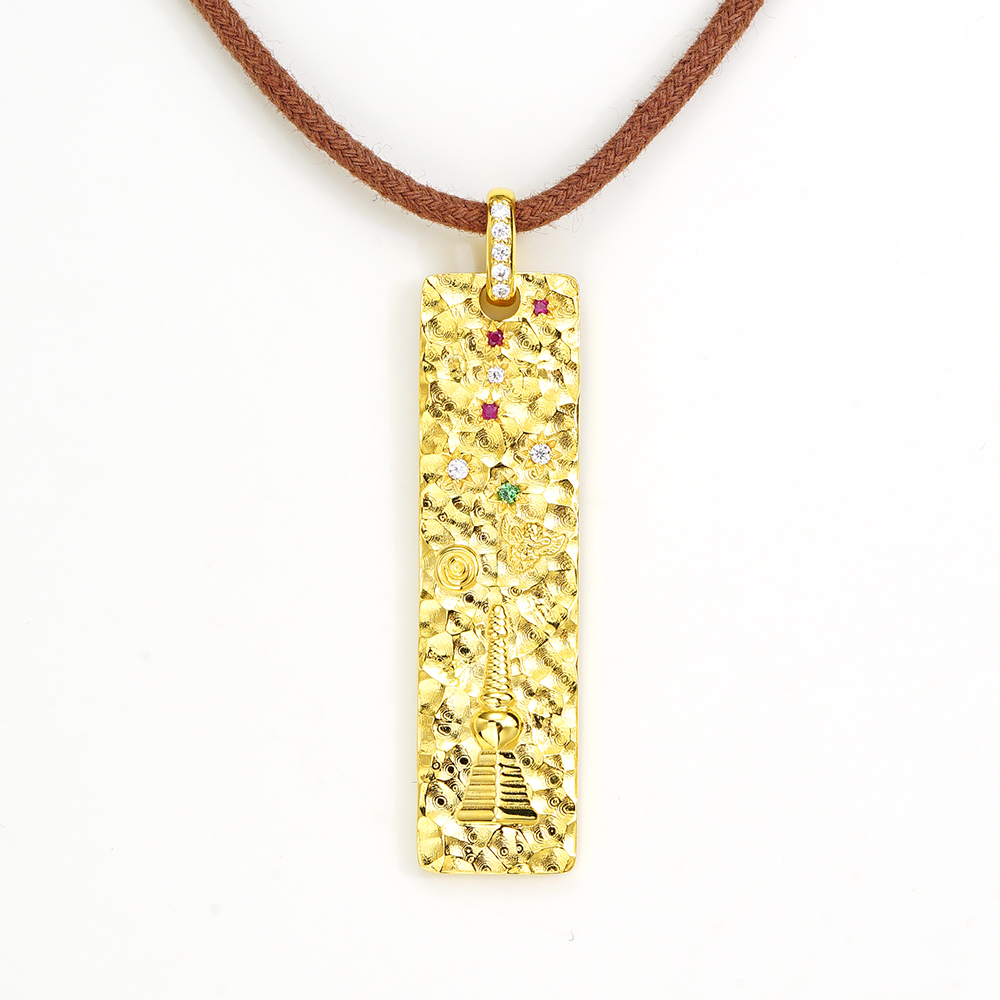 【浮光跃金】18K宝塔钻石沙弗莱红宝石项链46595