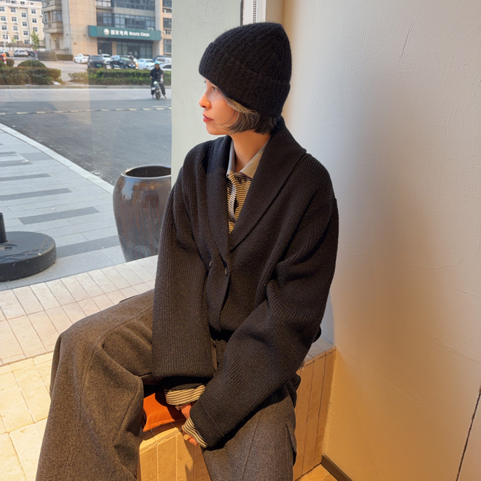 【CNLEEWEl】百搭翻领毛织开衫