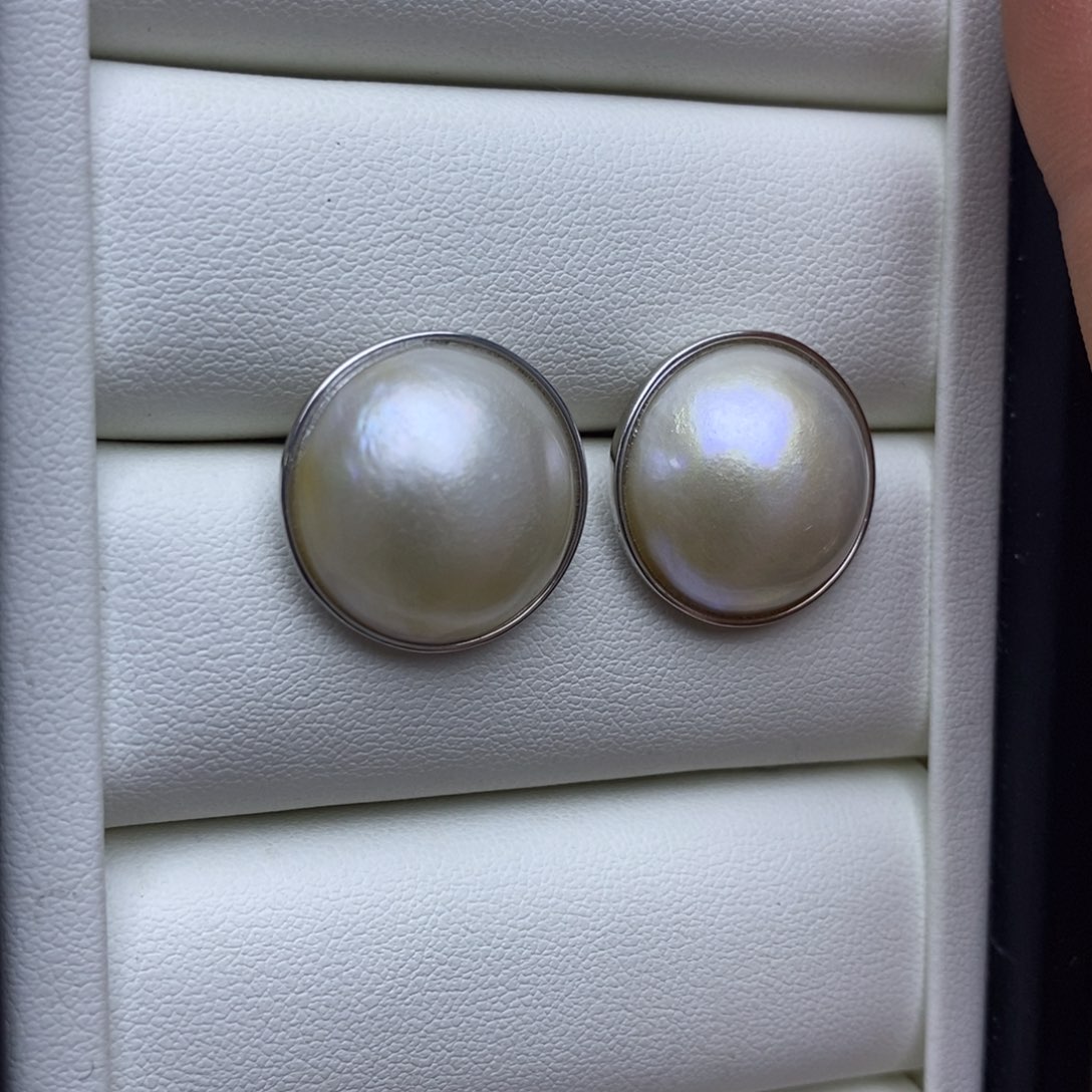 拼合珍珠（马贝珠）耳饰银S925镶嵌