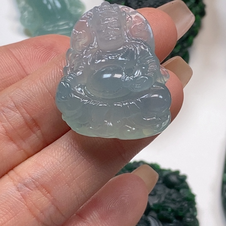 定制翡翠未镶嵌杰**作天然A货翡翠财神W