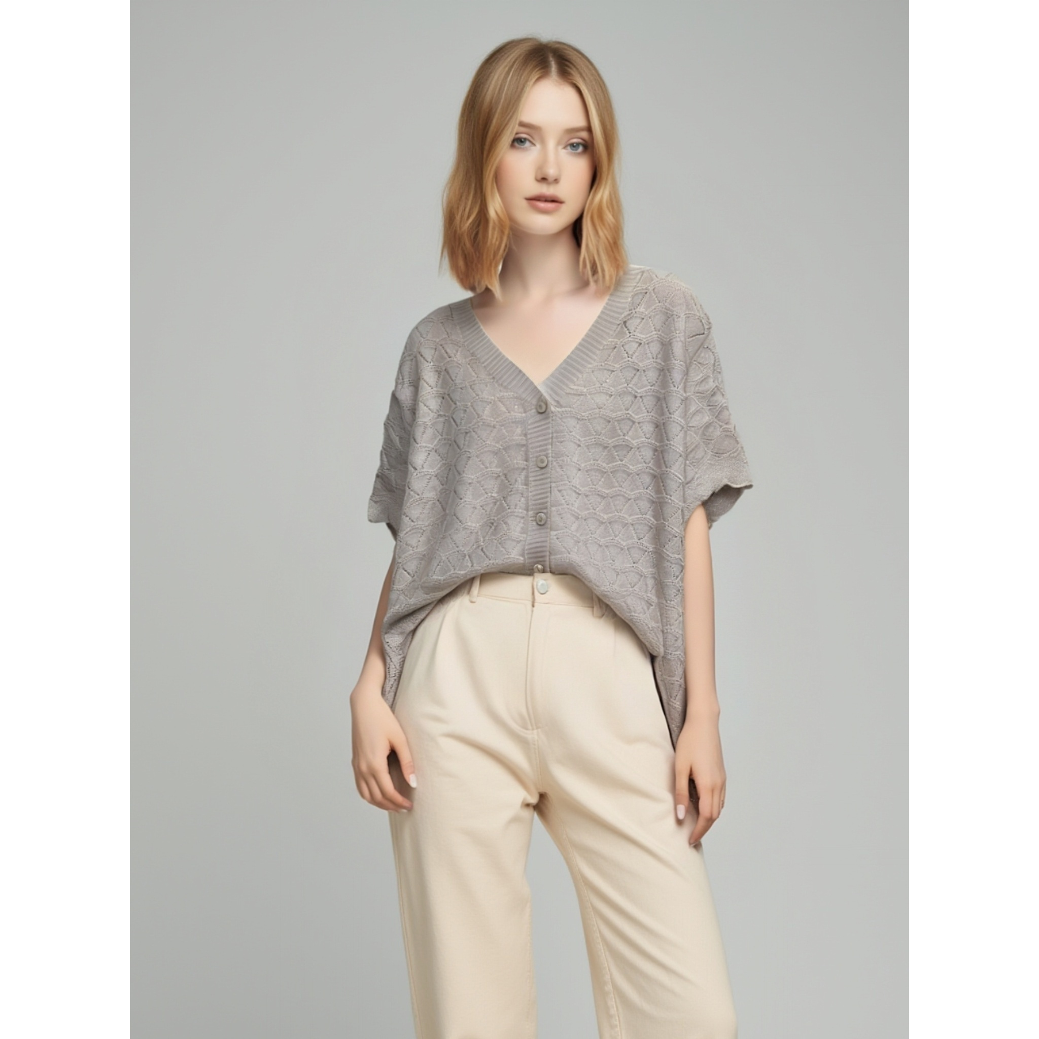 308 夏季开衫新款气质通勤百搭上衣女设计感透气针织衫