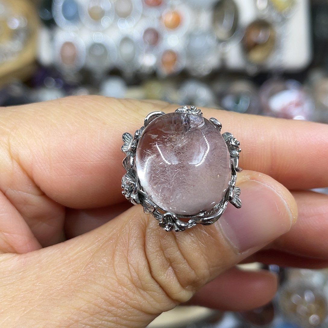 【闪购商品】银S925镶嵌珠宝半成品水晶戒指