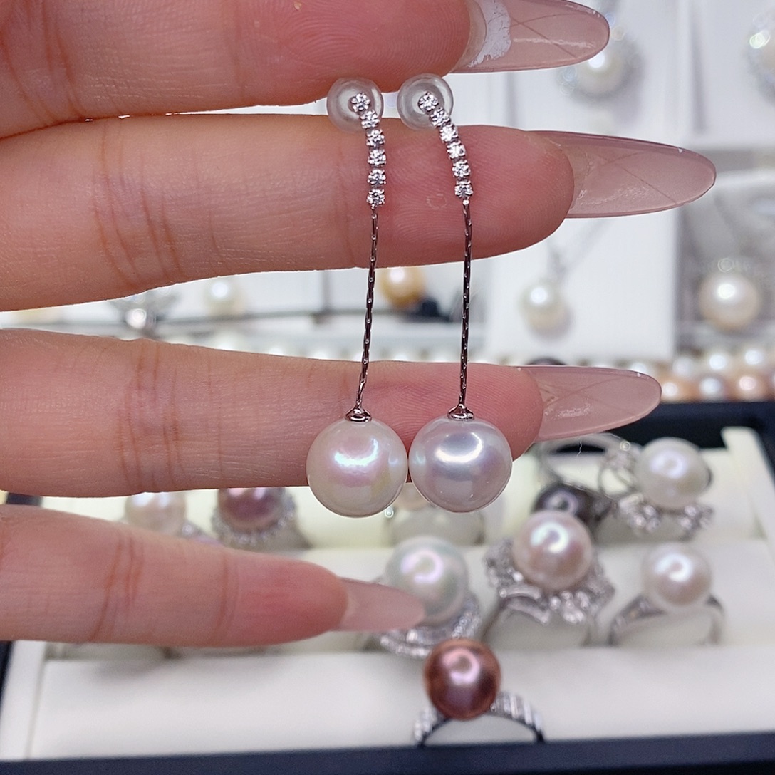 淡水珍珠耳饰银S925镶嵌