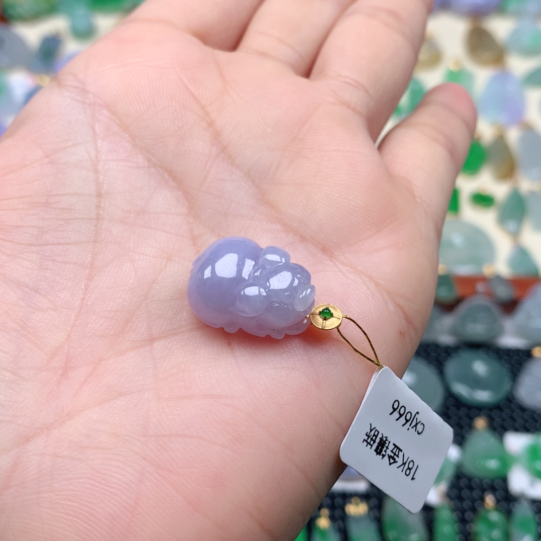 【闪购商品】翡翠吊坠(不含链)18K金镶嵌
