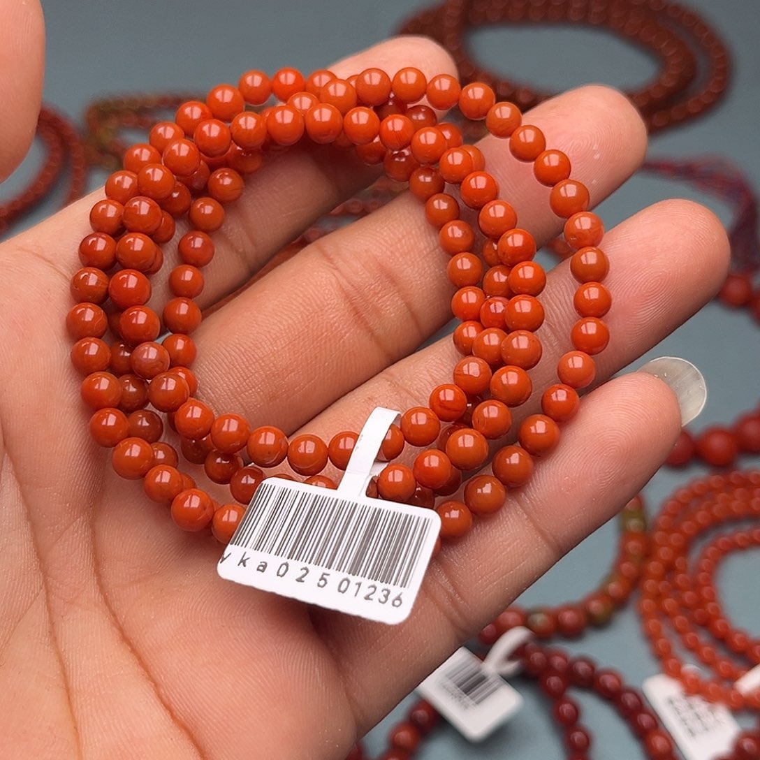 寻***。南红玛瑙未镶嵌手链柿子红卡5