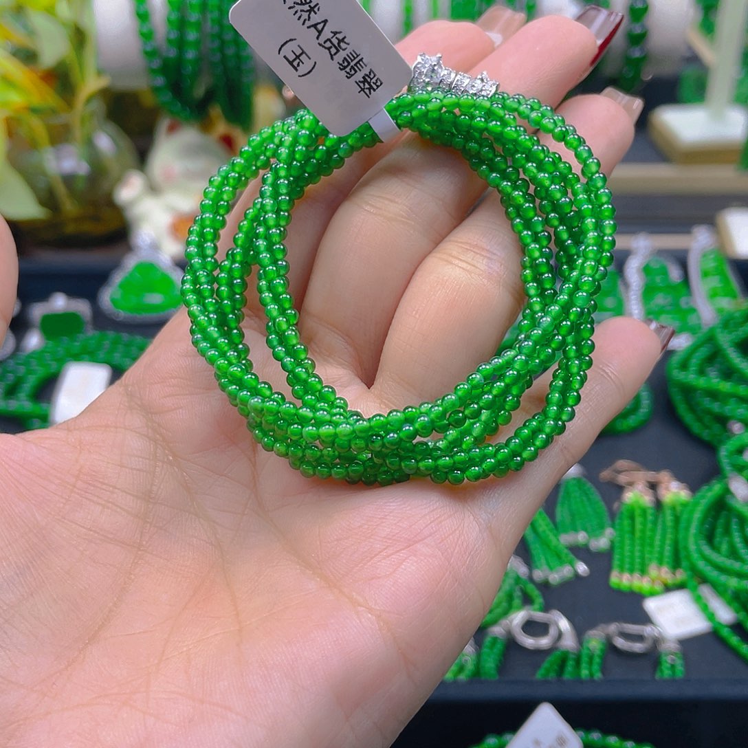 翡翠颈饰未镶嵌阳*天然翡翠麻花项链