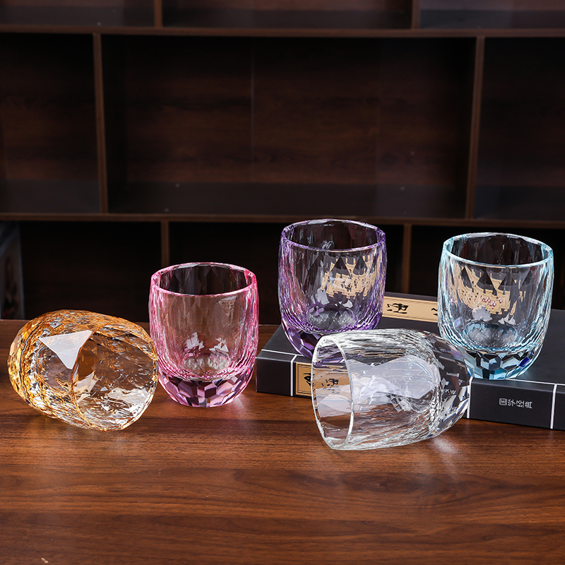 沏时光5A级无铅粉色水晶威士忌杯喝茶喝酒喝饮料高端礼盒自用送礼