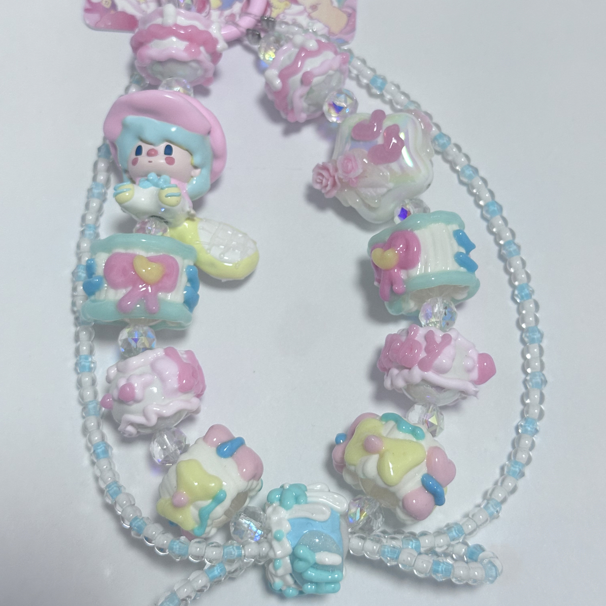 二改泡泡玛特手绘珠手机链包挂