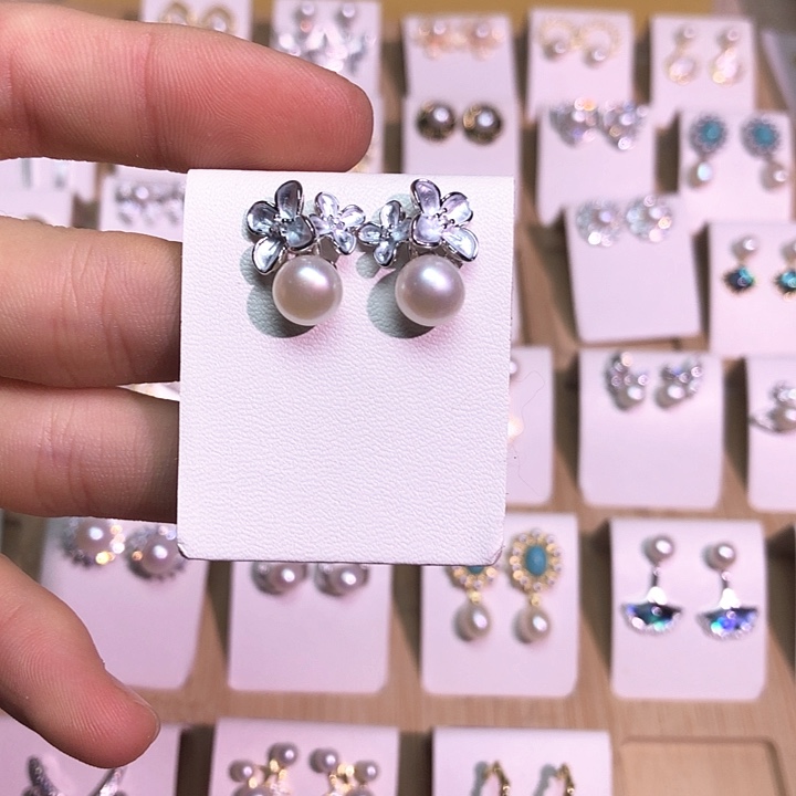 淡水珍珠耳饰银S925镶嵌