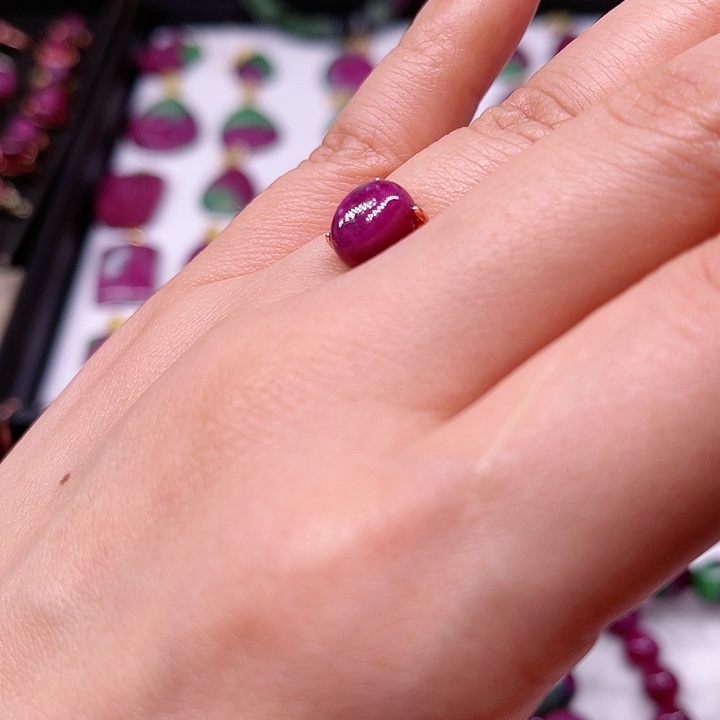 红宝石戒指银S925镶嵌