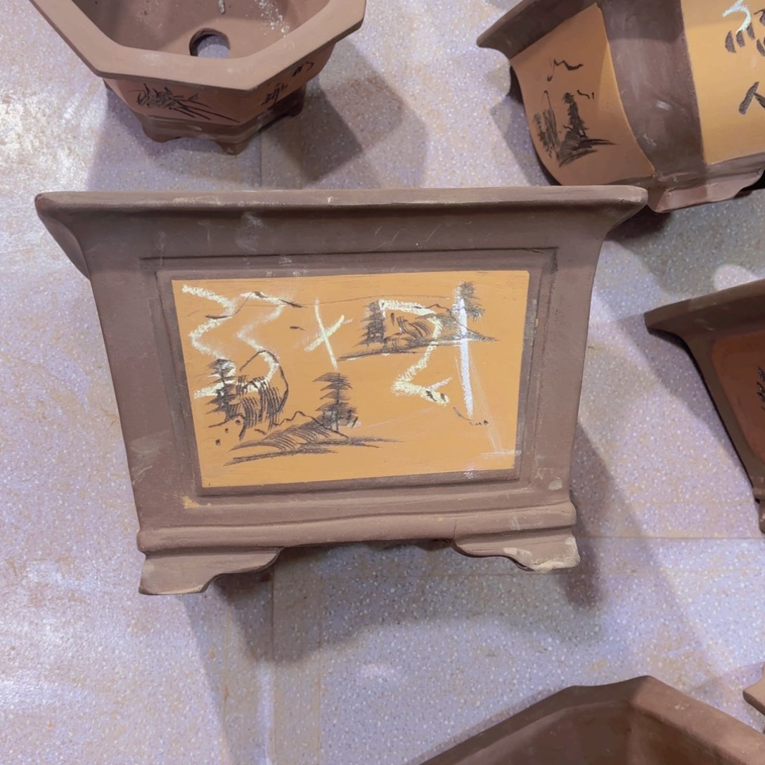 紫砂线宽四方大号黄色二个