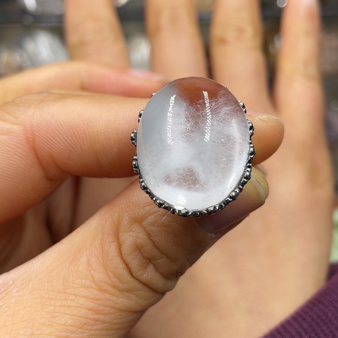 【闪购商品】水晶珠宝半成品银S925镶嵌戒指