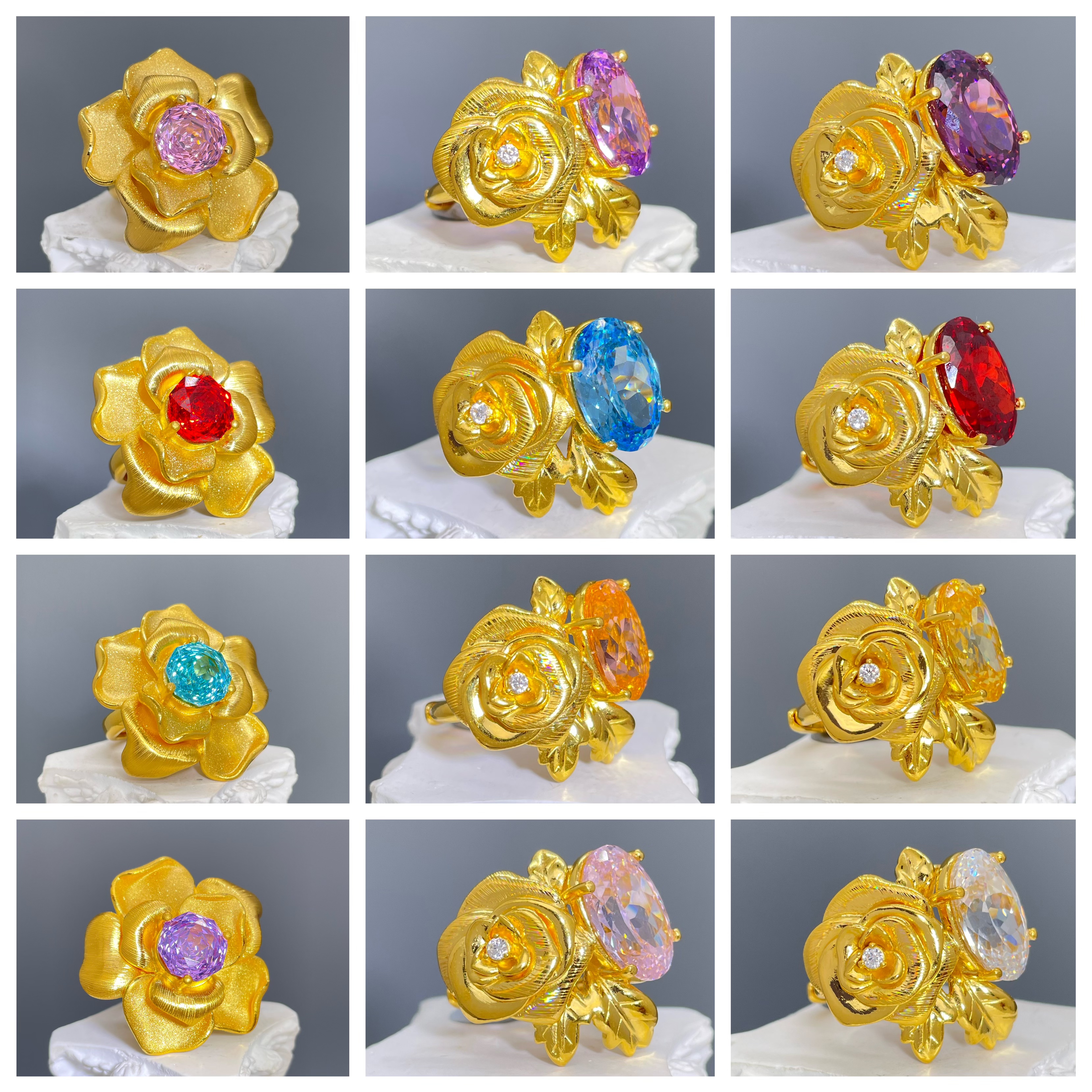 玫瑰故事—足金999黄金镶嵌戒指3.42-3.51-3.47克净金重活口