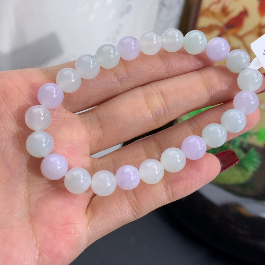 翡翠未镶嵌手串卡8细润马卡龙手串