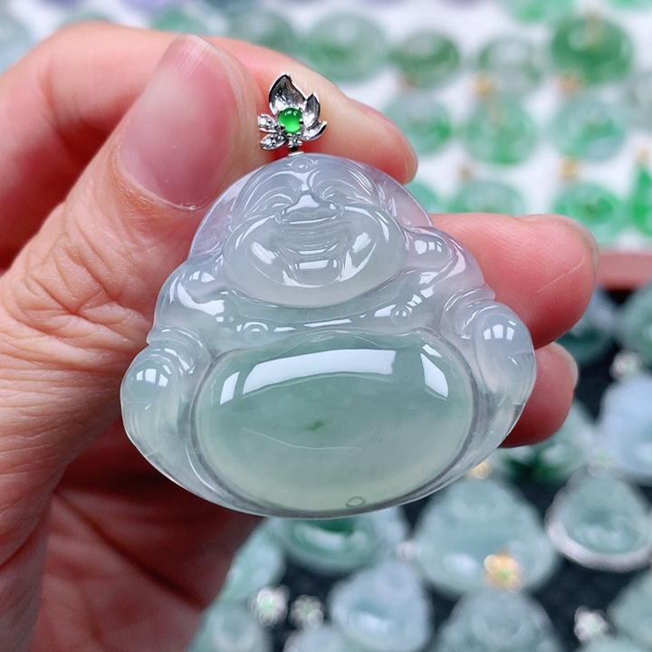 翡翠吊坠(不含链)18K金镶嵌