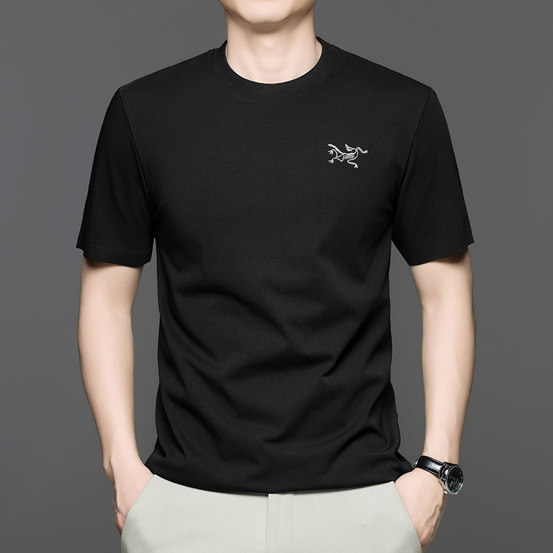 【奥莱撤柜】夏季短袖T恤男士圆领长绒棉宽松打底衫纯色上衣百搭款