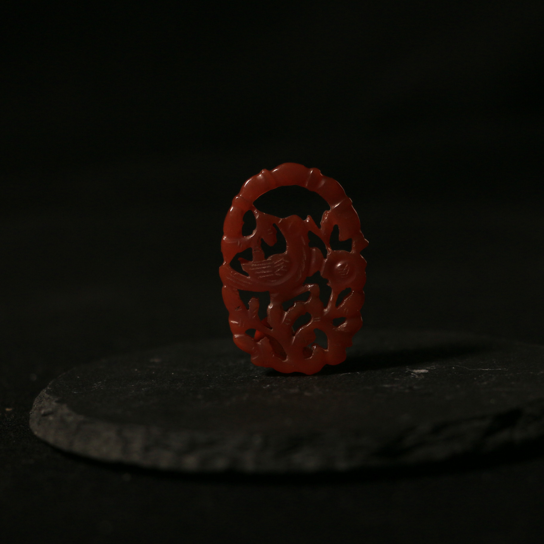 16F258清 玛瑙喜上眉梢佩