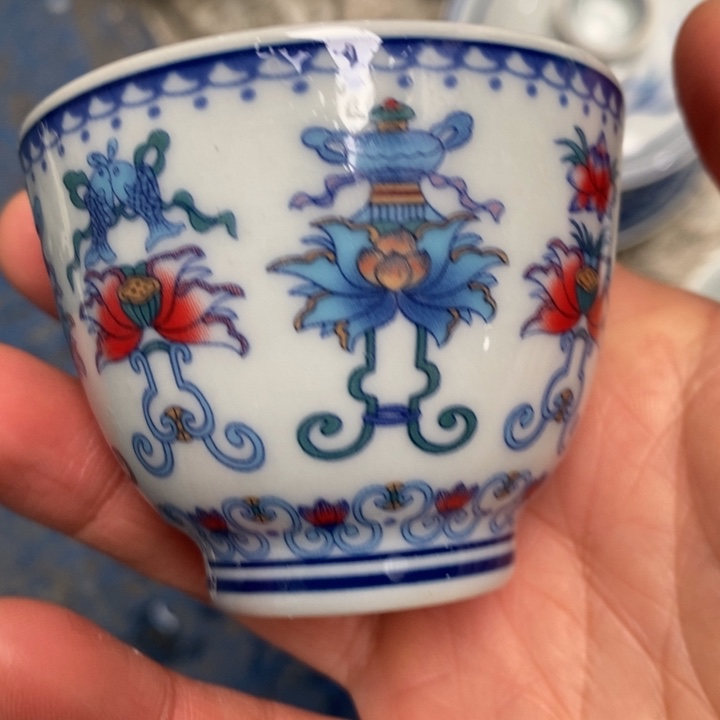 摆件陶竹溪道人缠枝八宝小杯