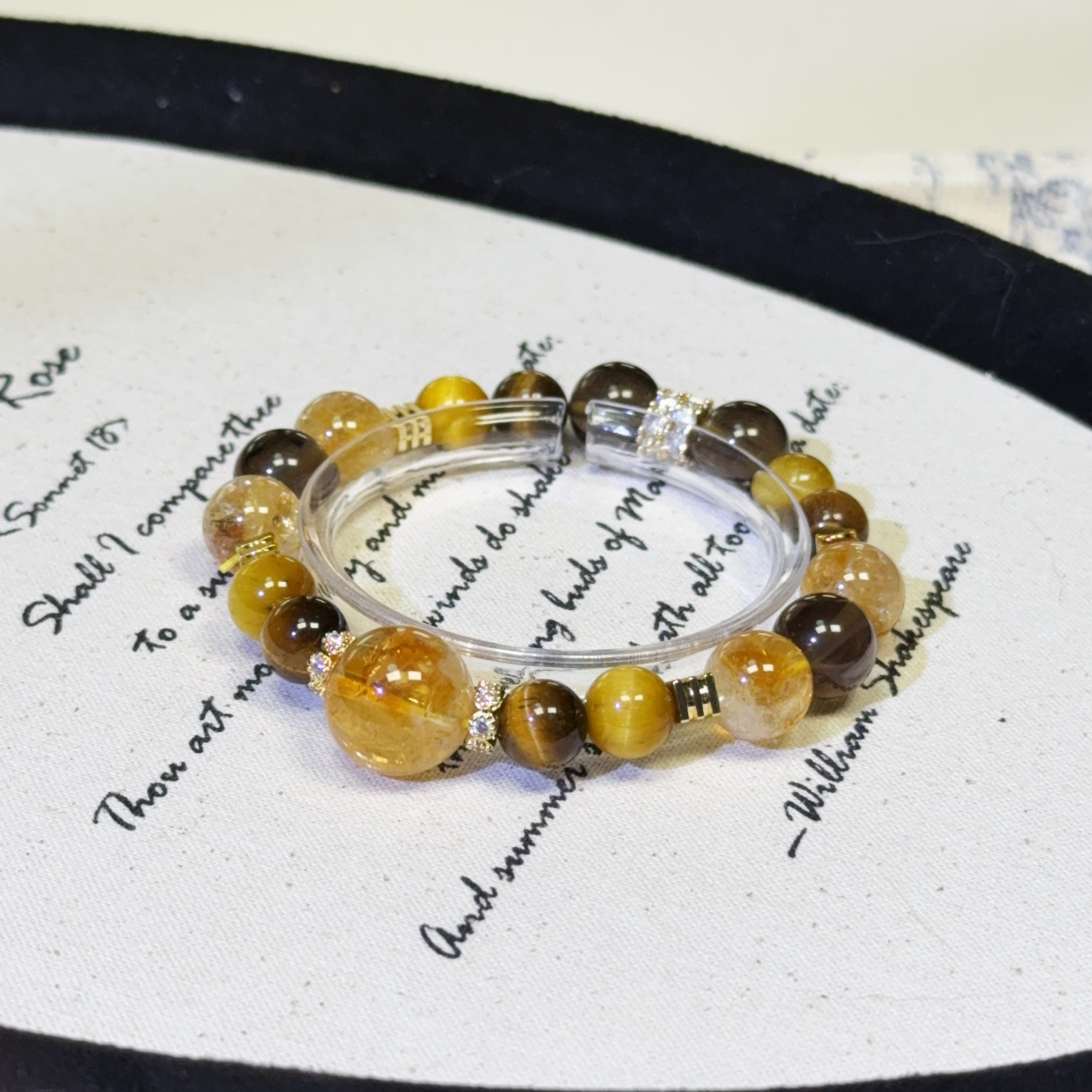 【土系/正偏财/事业/改善/成功等】金霸设计款 天然水晶手围13-17