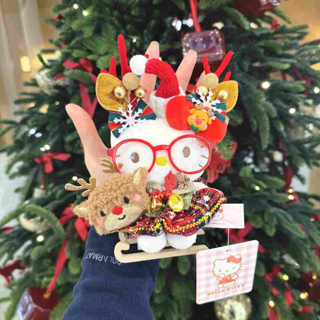 【正版】----圣诞雪橇麋鹿kitty包包挂件钥匙扣毛绒书包挂件