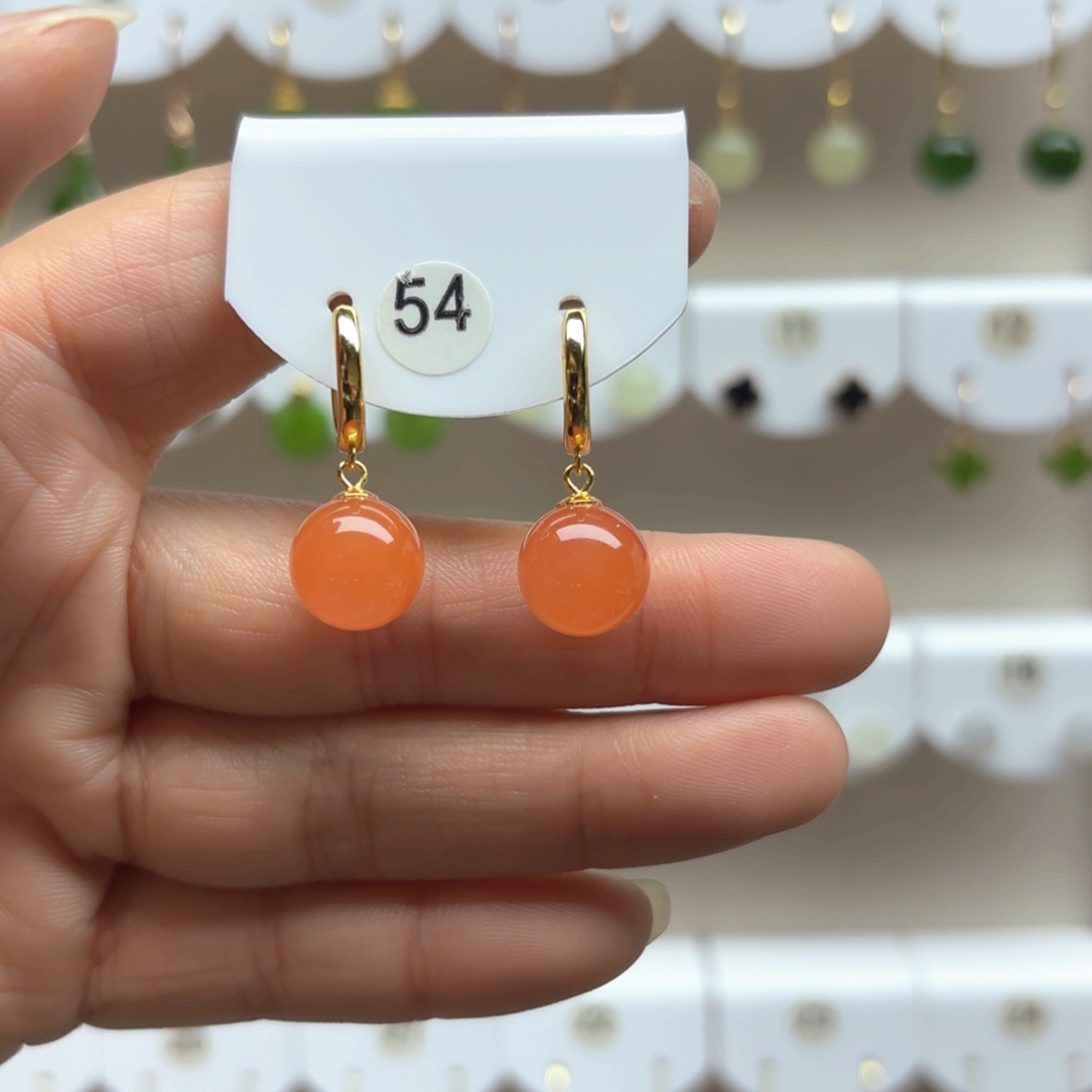 南红玛瑙耳饰银S925镶嵌