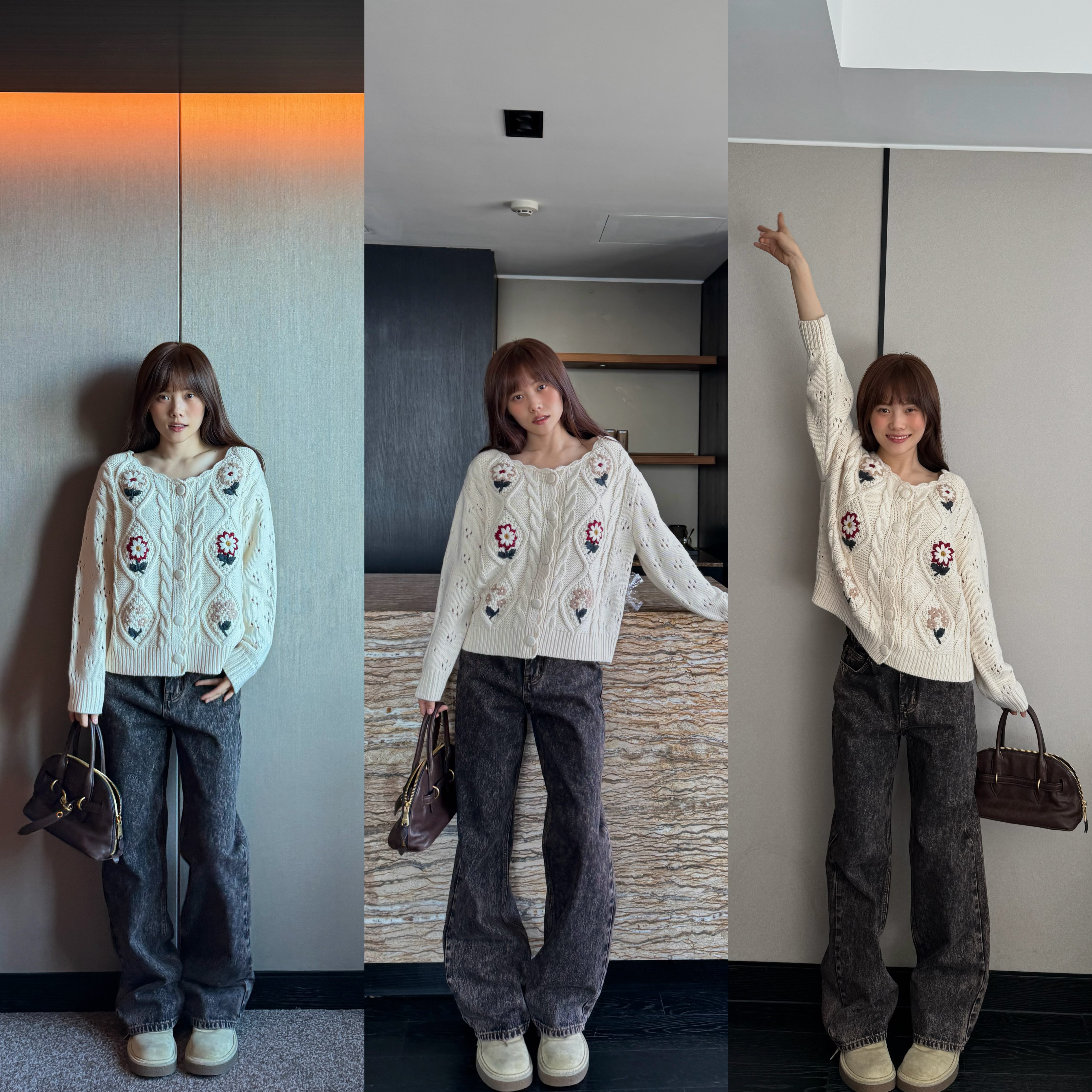 JINGDL【放不开】90%棉美式复古做旧花度宽松百搭高腰直筒牛仔裤