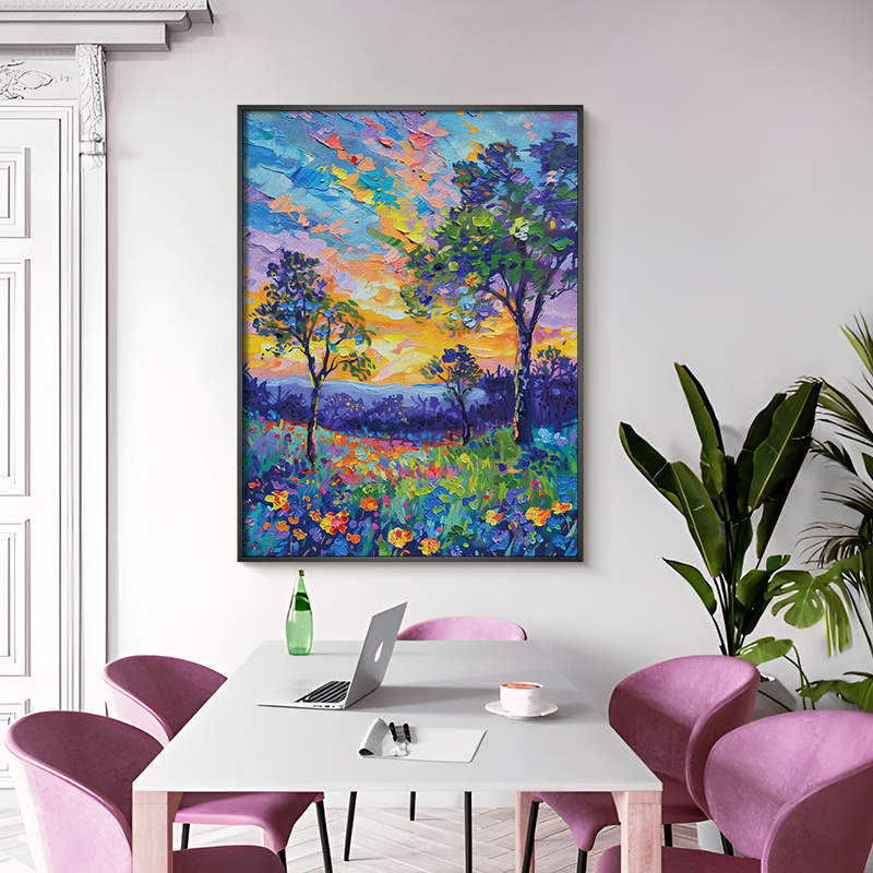 【盈浩】田园风景手工肌理油画客厅装饰画餐厅欧式过道卧室挂画