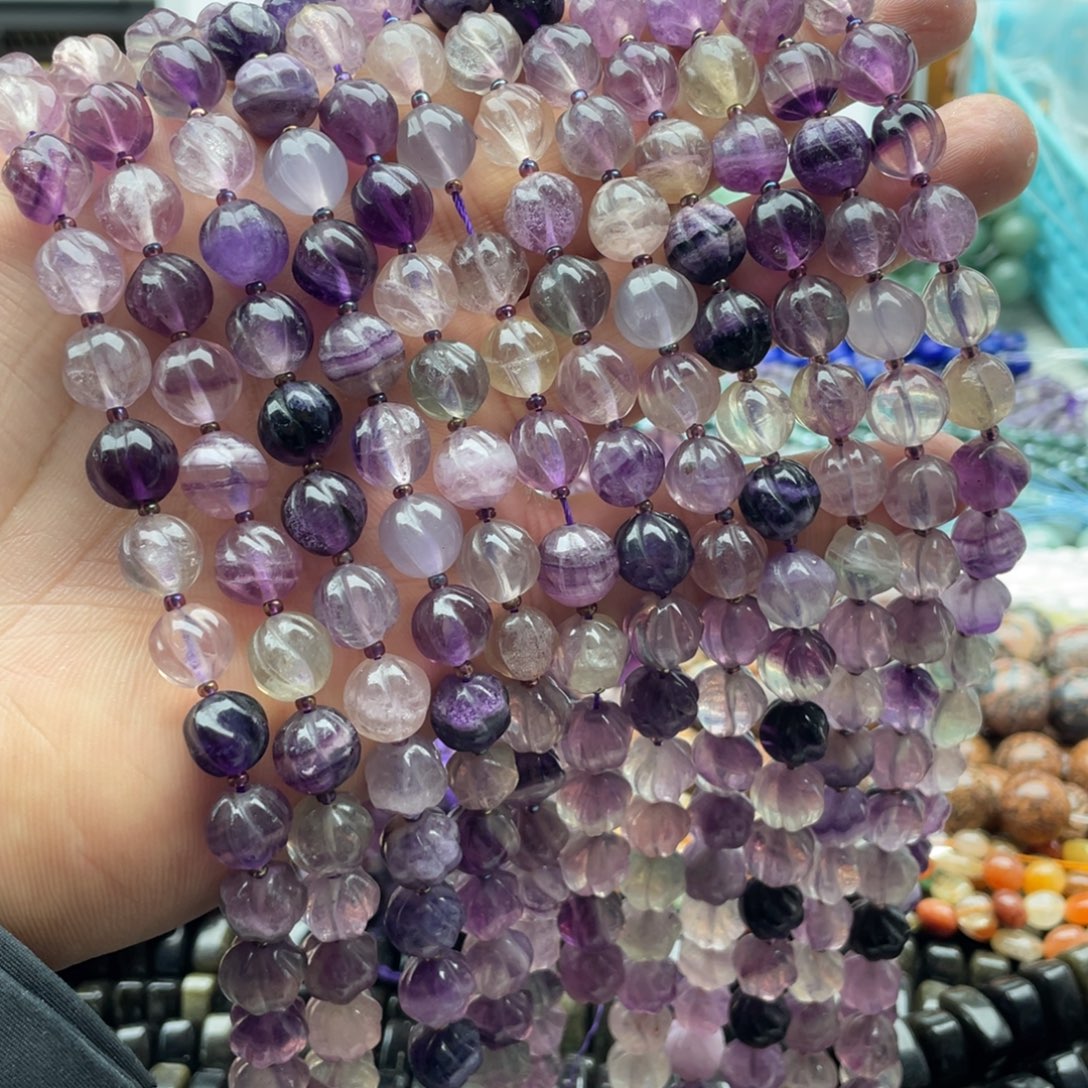 玛瑙/玉髓合金珠宝半成品一条装卡9+mm紫莹转运珠