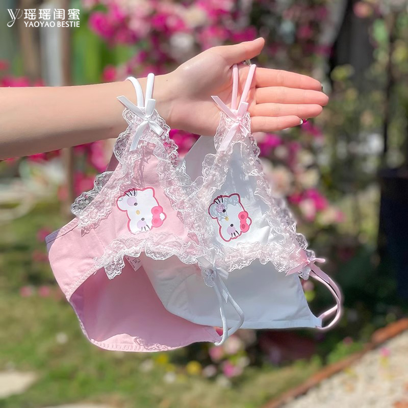 瑶瑶闺蜜粉彩风软心喵酱纯欲甜美蕾丝卡通库洛米kt少女三角裤