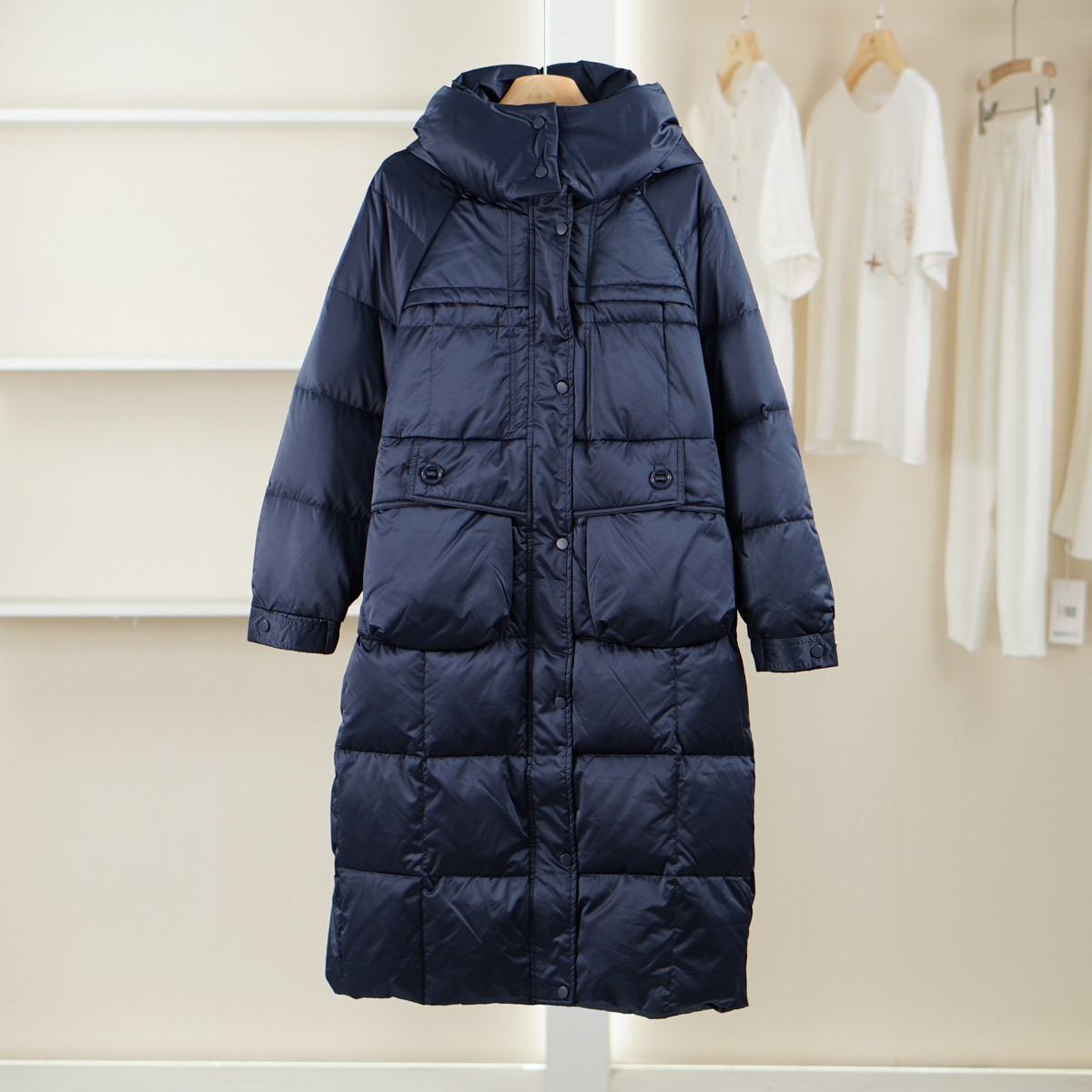 麦迪尚品【ML】5102363 立领连帽长款羽绒服冬季女装商场同款
