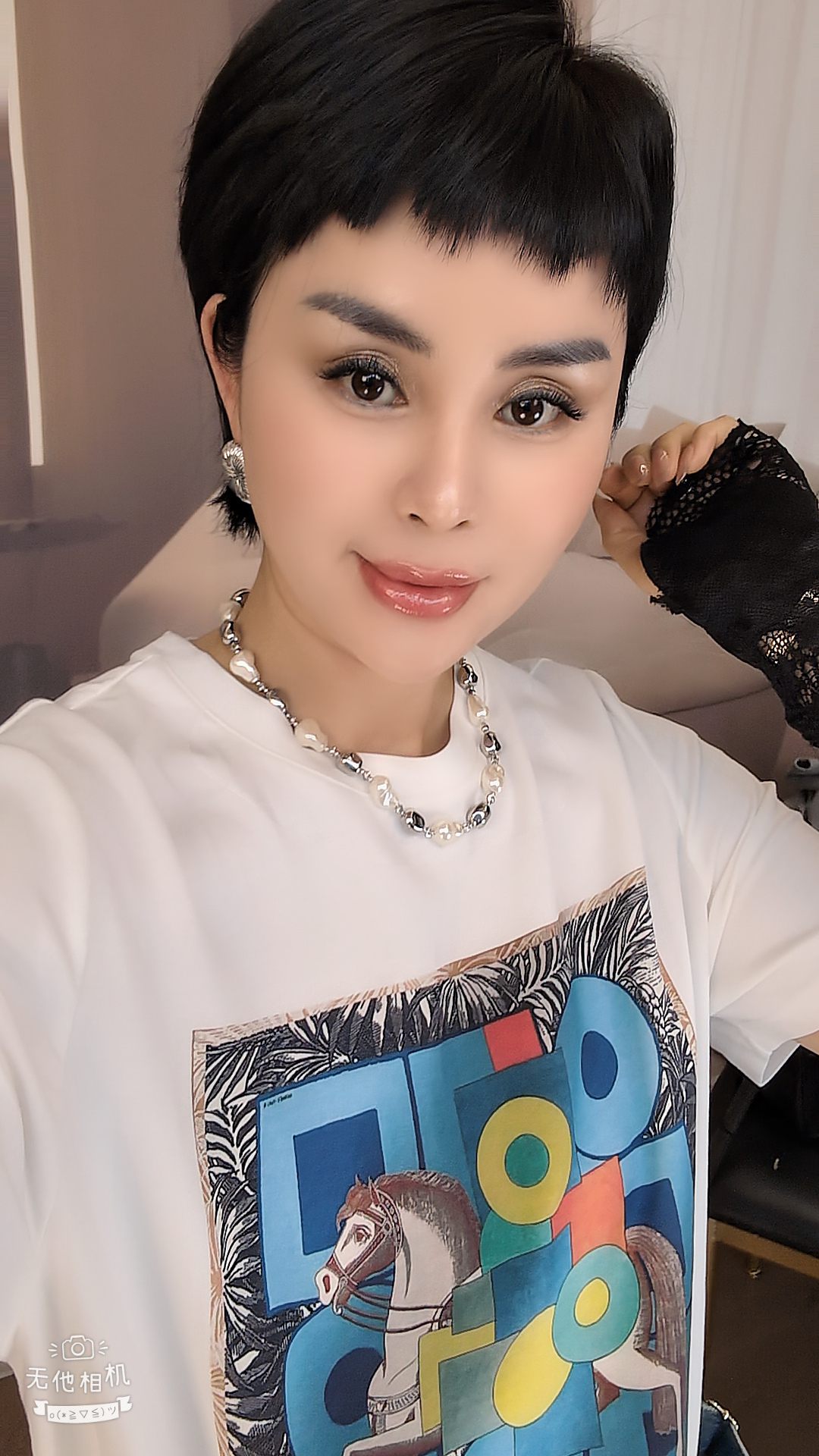 迷巧时尚新款休闲显瘦洋气百搭图案短袖T