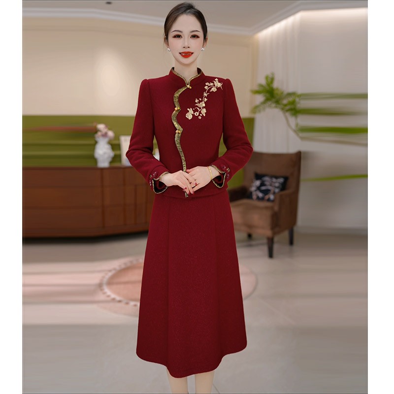 JG-25861 新款2025年冬季修身气质优雅两件厚绒连衣裙 M-4XL