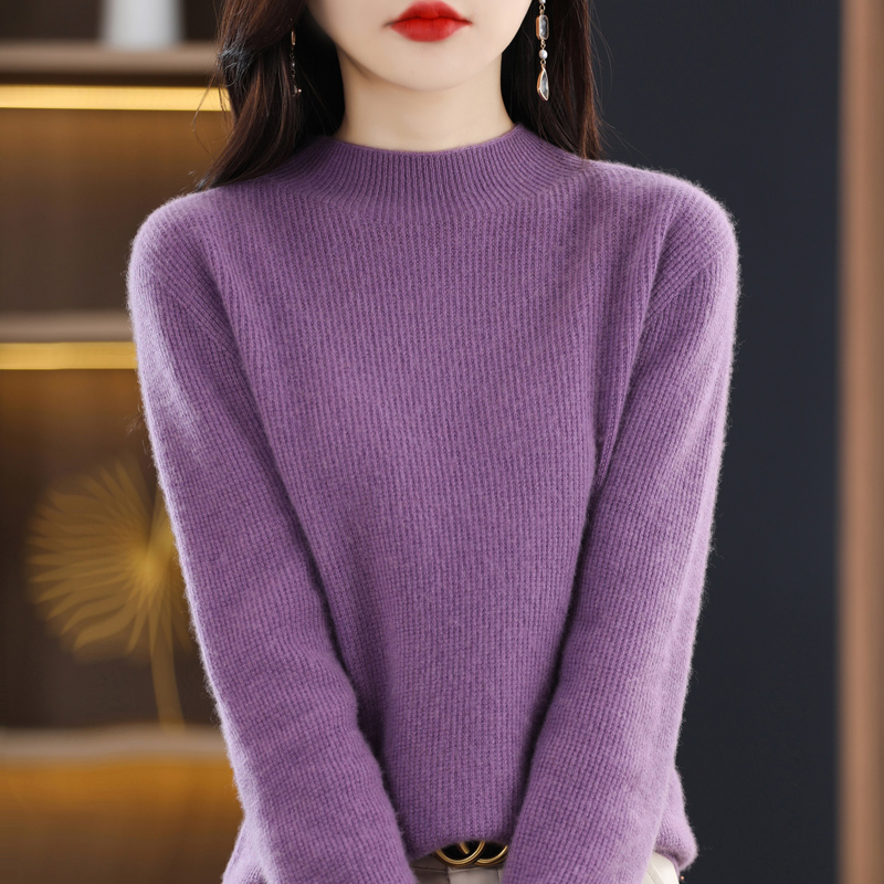 羊毛半高领圆领打底衫衫百搭秋冬显瘦圆领