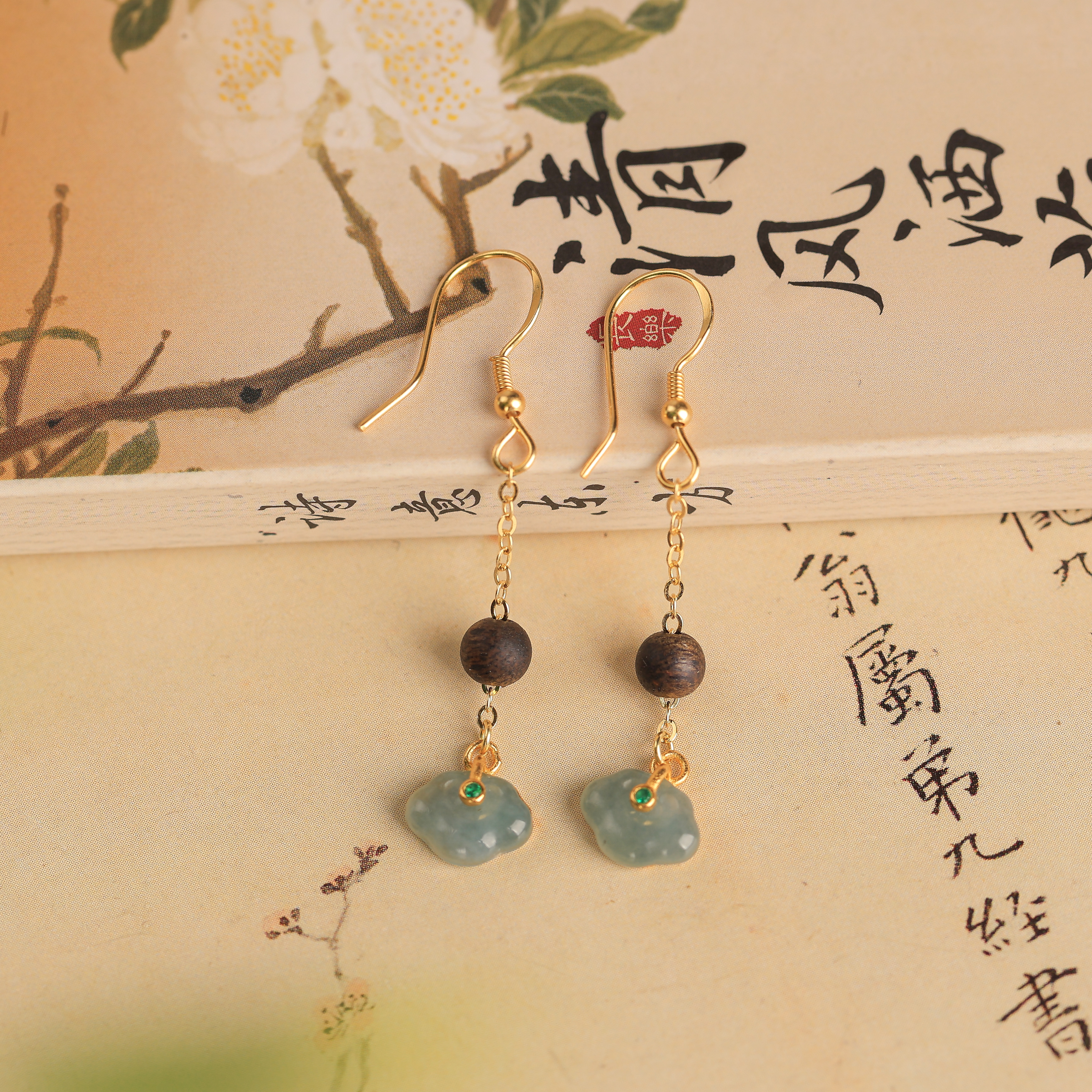 沉香】沉香耳坠-沉水富森红土祥云耳坠