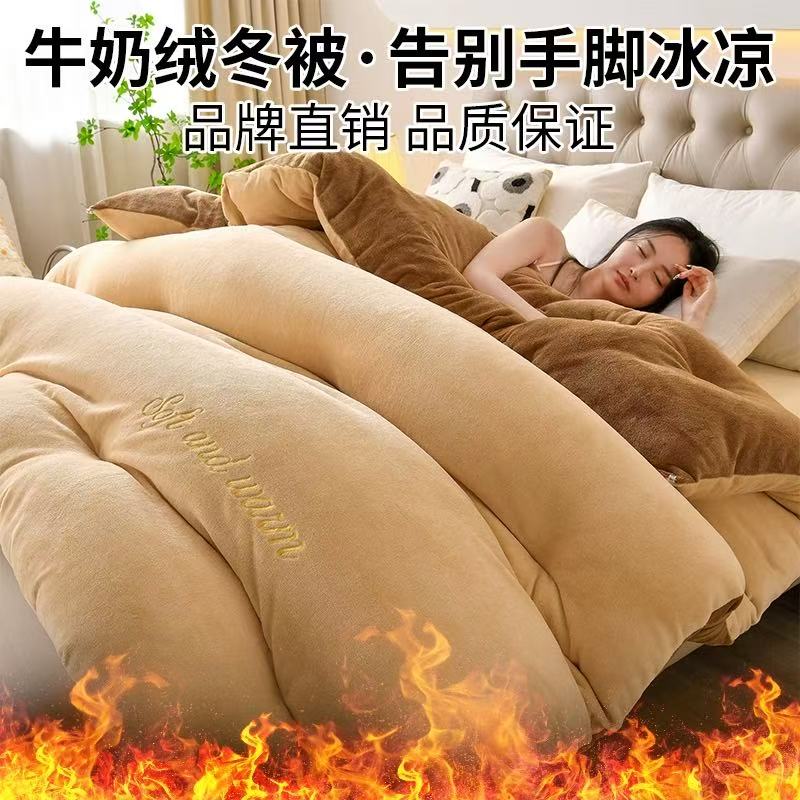 加厚牛奶绒被子冬被2025新款珊瑚双面法兰绒棉被学生宿舍被芯冬天