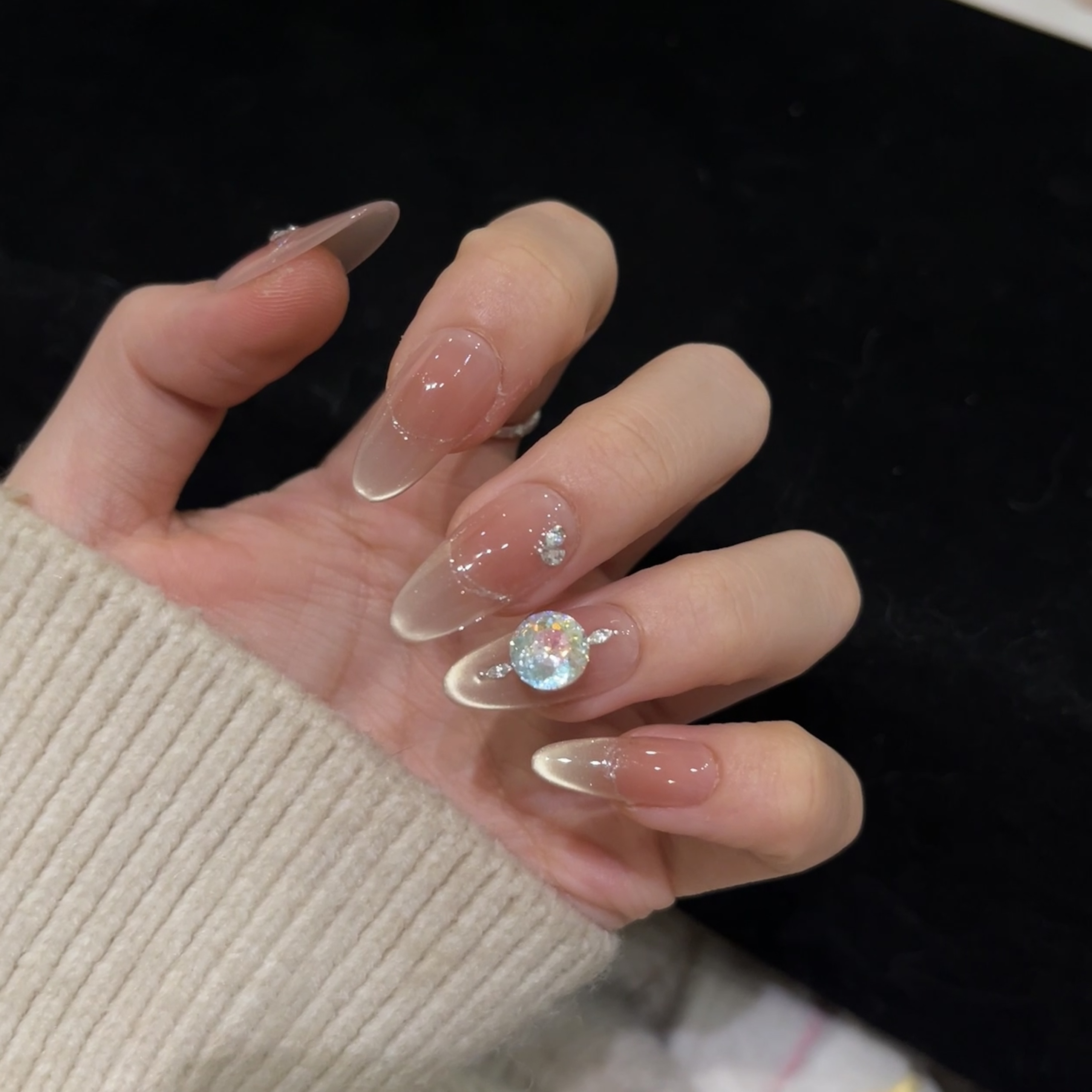 【晚秋】显白简约纯欲气质手工穿戴甲时尚个性之选