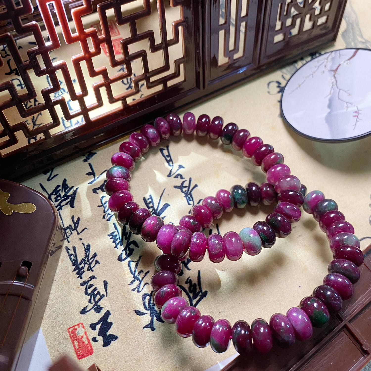 紫红10mm算盘珠手串发一条I56