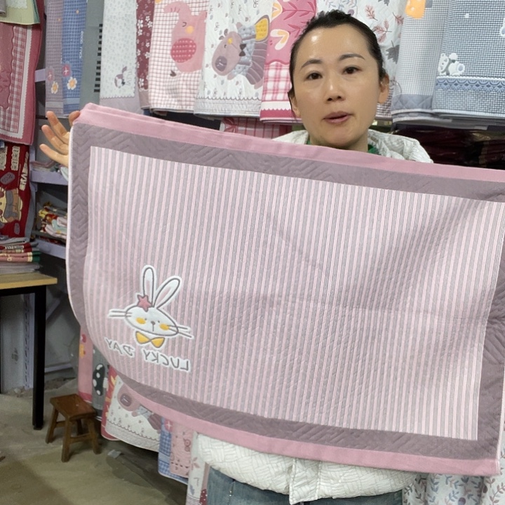 棉特价粉色竖条兔