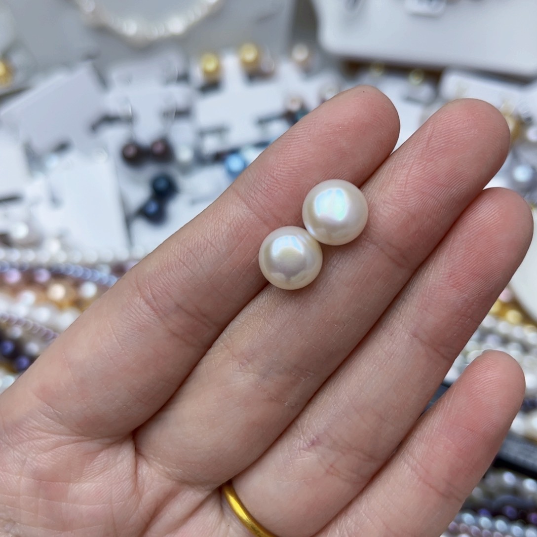 淡水珍珠耳饰银S925镶嵌