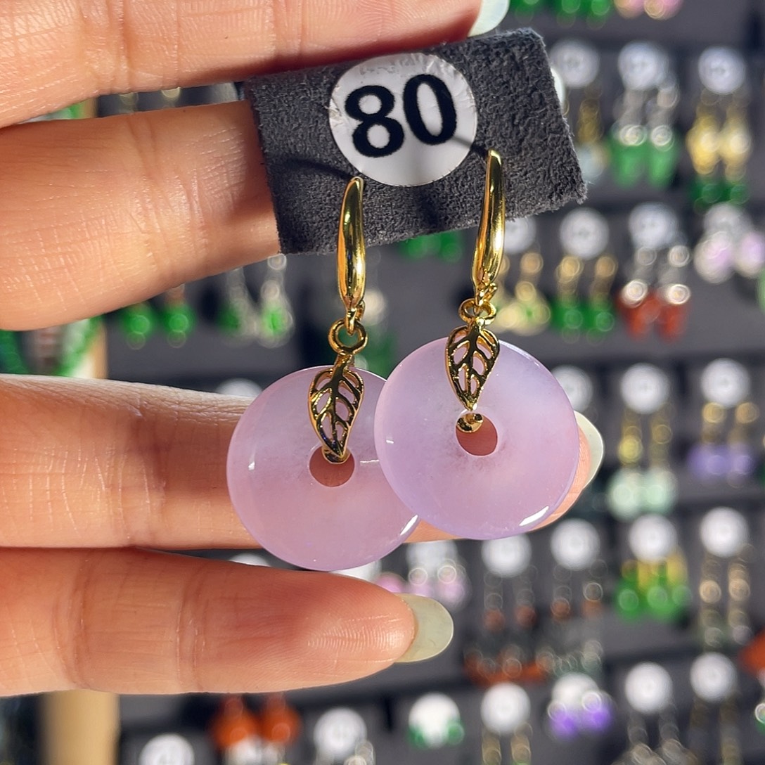 翡翠银S925镀金镶嵌耳饰80