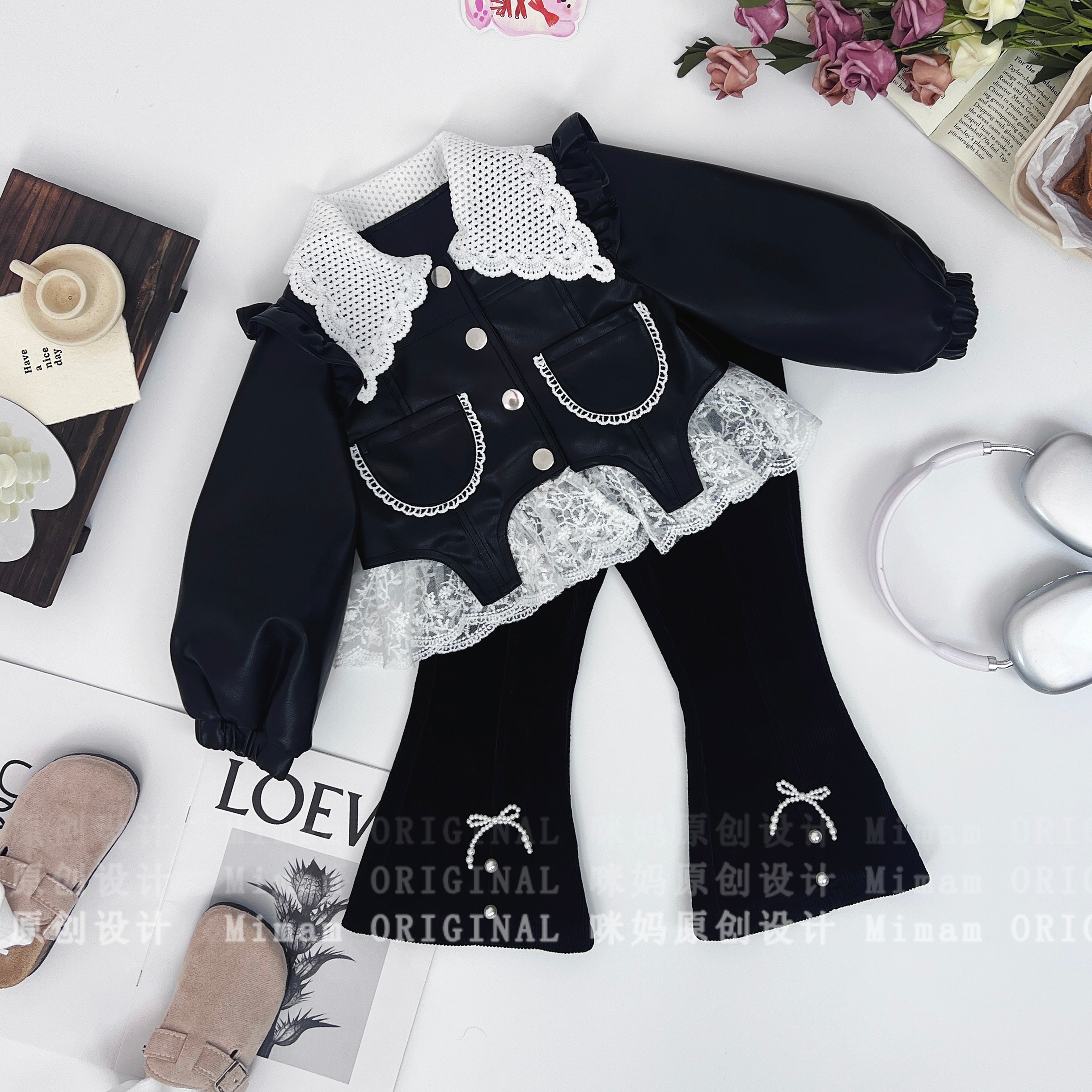 【Tico小黑 】女童套装秋季洋气酷帅套装秋季新款套装5Q457HEI