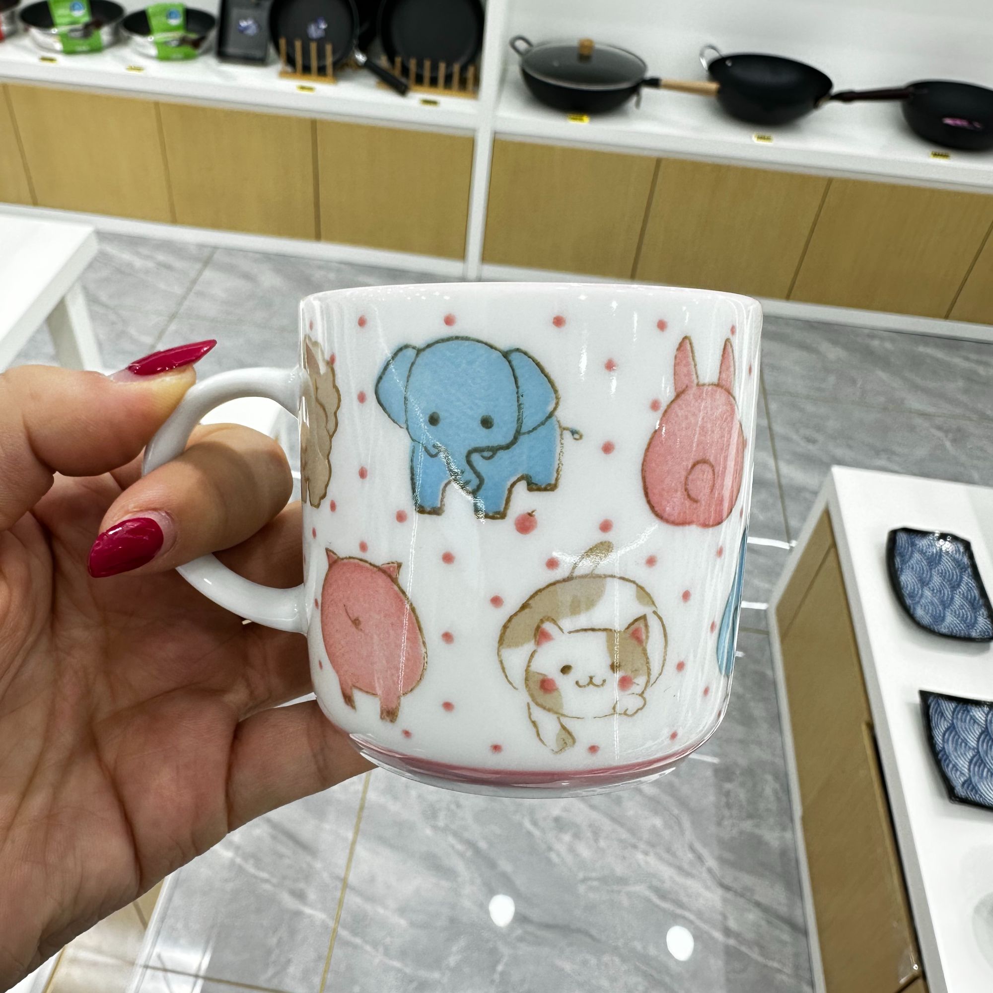 内山窑动物聚会咖啡杯卡通儿童陶瓷杯釉下彩TZRC1782