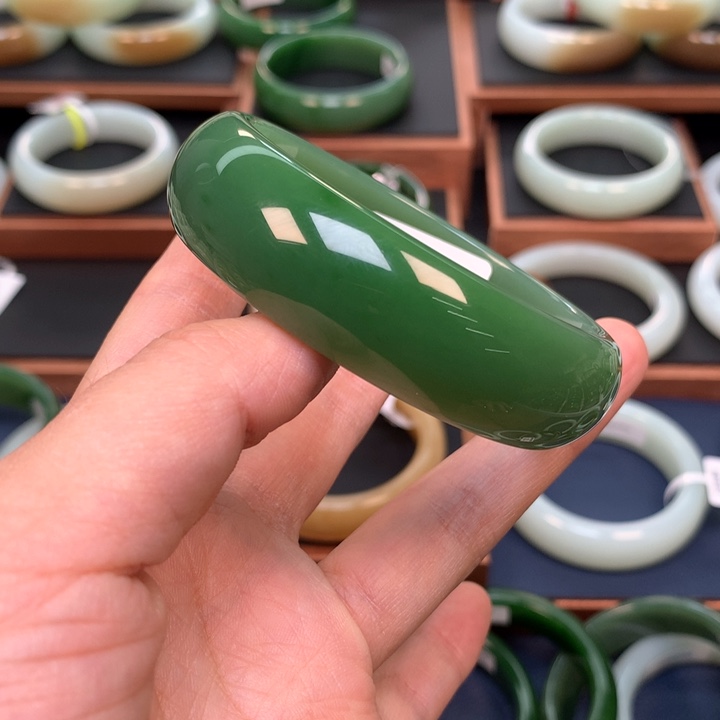 和田玉（碧玉）手镯59圈口未镶嵌喵*晨