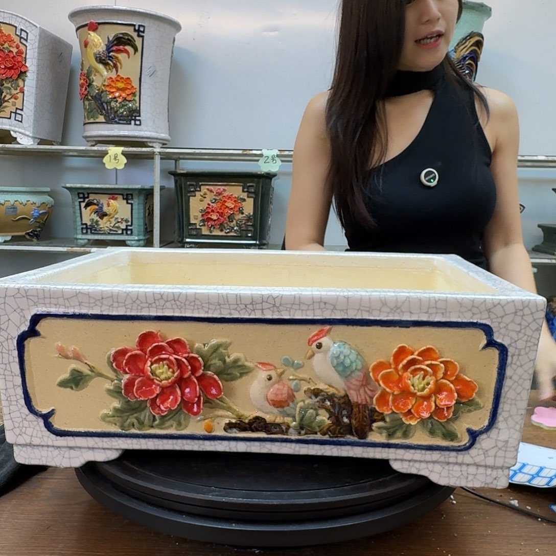 骑***士无花朵石湾盆450陶泥花盆