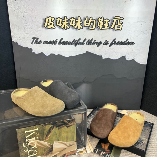 【皮妹妹】欧洲站2025春新款女包头半拖鞋懒人一脚蹬休闲博肯鞋45