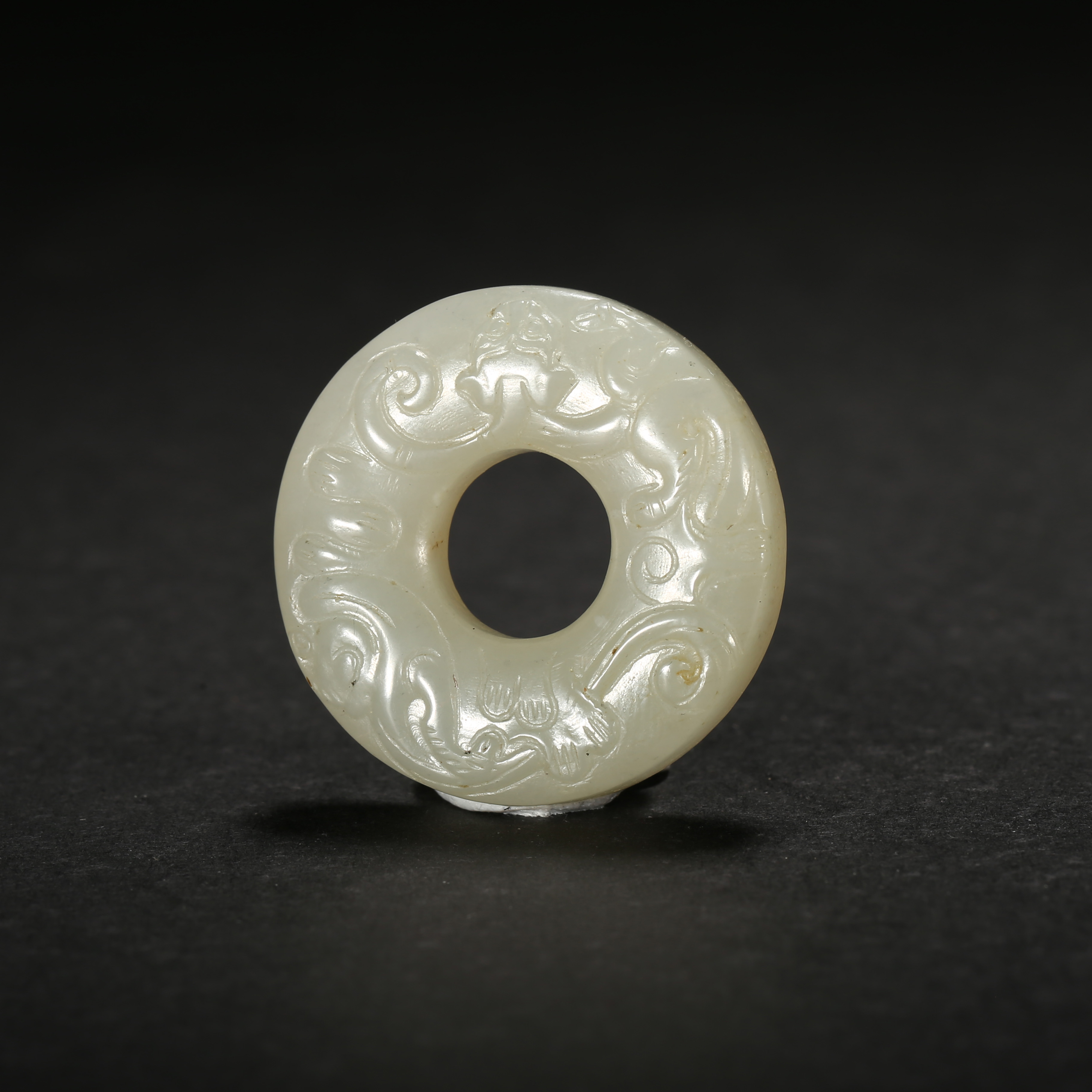 清代*白玉龙纹环/04WJ113/和田玉【北京文博】