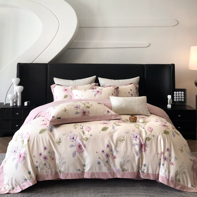 秋冬全棉磨毛四件套新款加厚纯棉花卉印花被套床单保暖床上用品