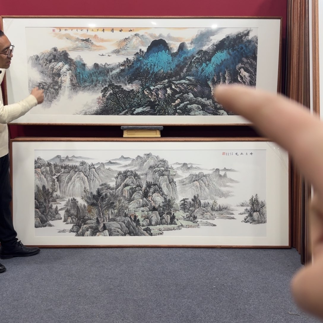 国画带框绘画210/80尺寸泼彩