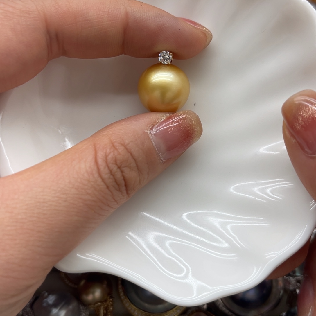 吊坠(不含链)18K金镶嵌海水珍珠